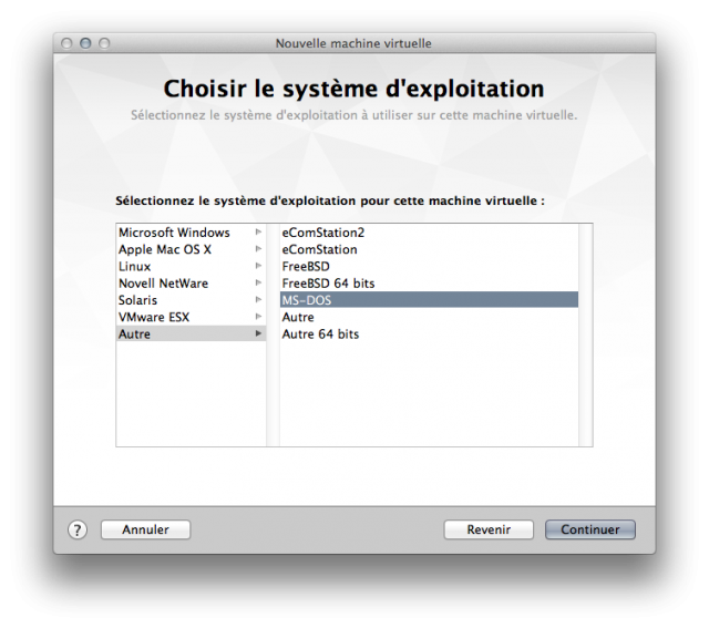 Choisir MS DOS