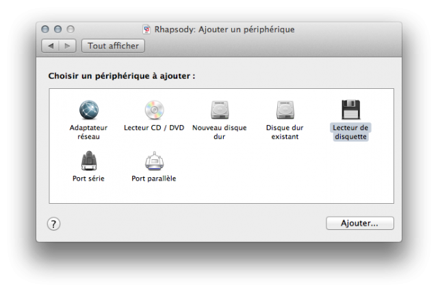 Ajouter un lecteur de disquettes