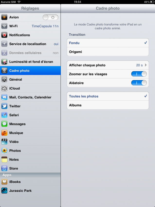 Les options (iOS 5)