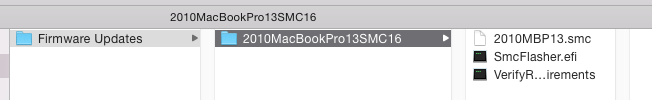 Les fichiers de la mise à jour SMC d'un MacBook Pro 2011