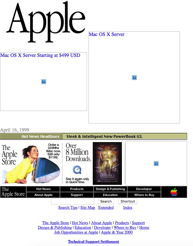 Star Wars sur le site d'Apple en 1999