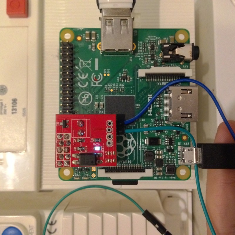 Le Raspberry Pi et son adaptateur sur GPIO