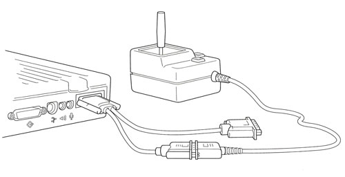 Un joystick et un lecteur de disquettes sur une carte Apple IIe